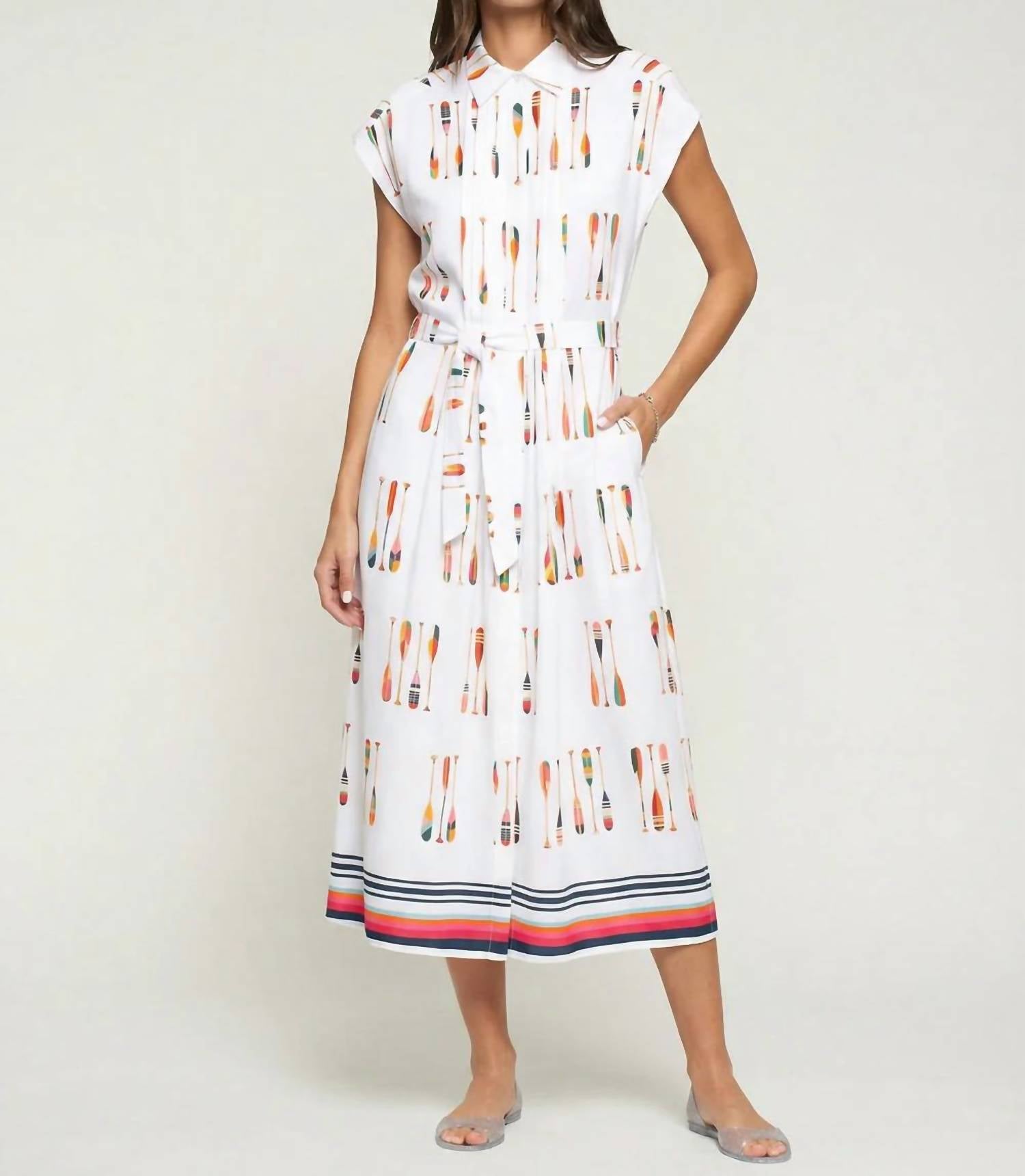 Vilagallo - Jaretas Oar Printed Midi Pattern Dress