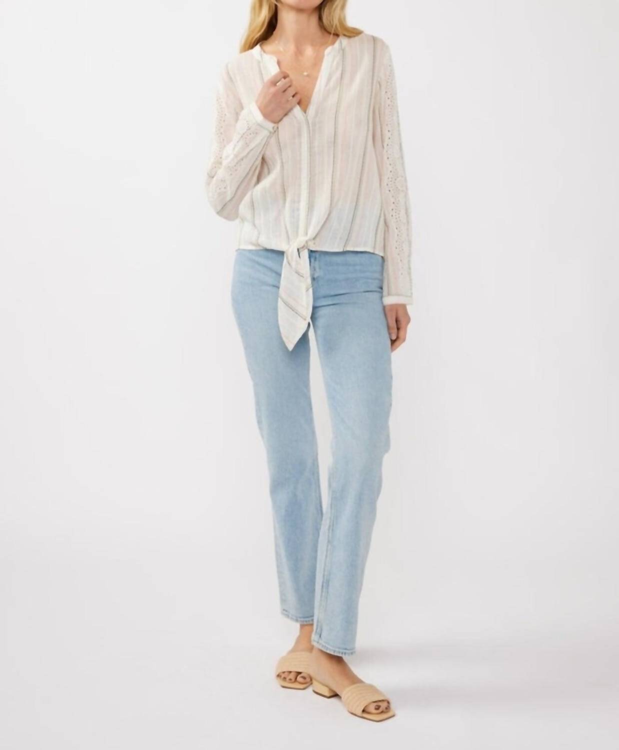 Lovestitch - Stripe Tie Front Blouse