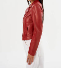 LAMARQUE Pascale Faux Leather Jacket in crimson - women's jacket - view 4