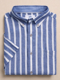 Southern Tide - Seamark Stripe Linen Rayon Short Sleeve Sport Shirt