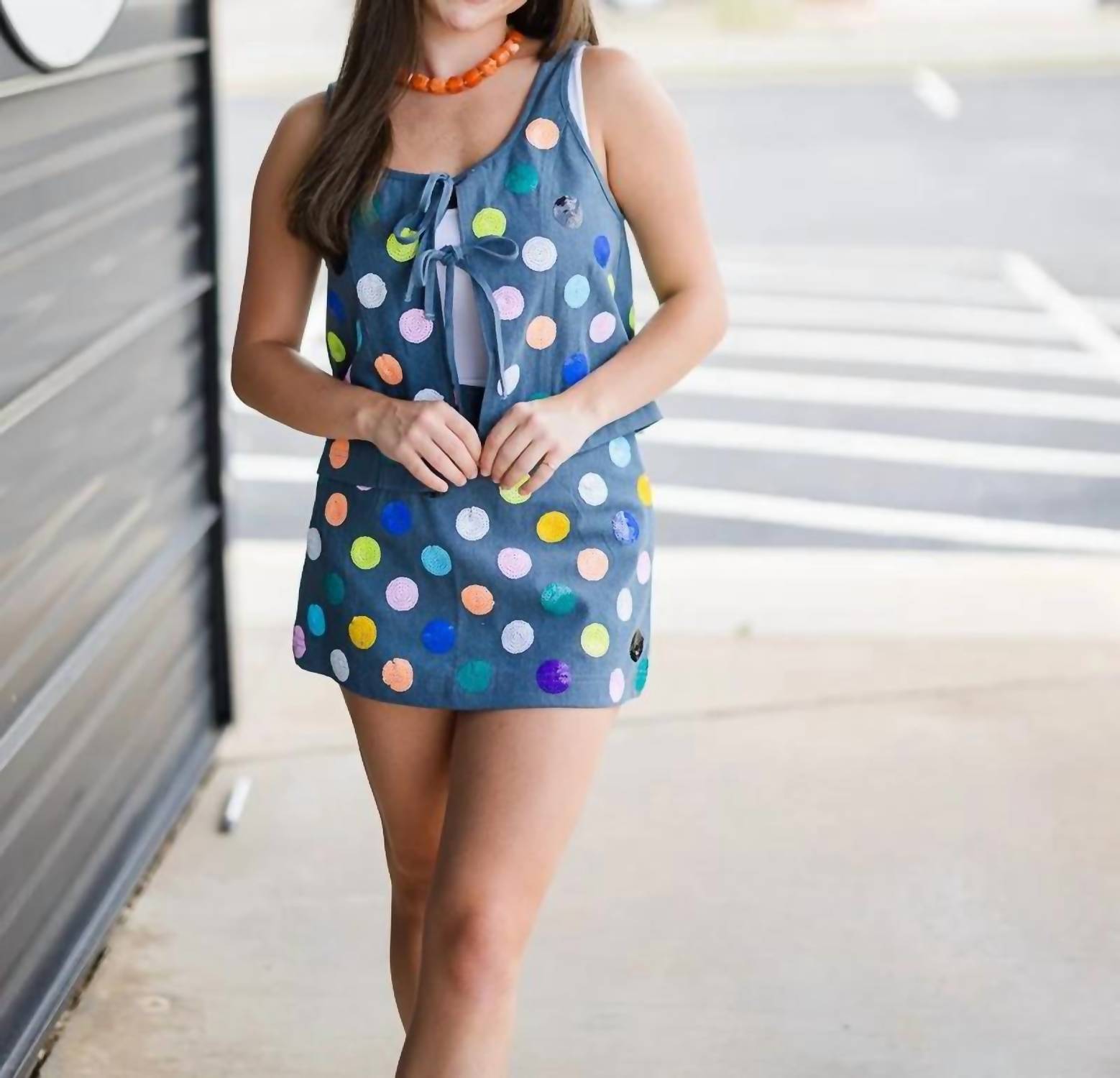 Queen Of Sparkles - Women's Confetti Denim Dot Skirt
