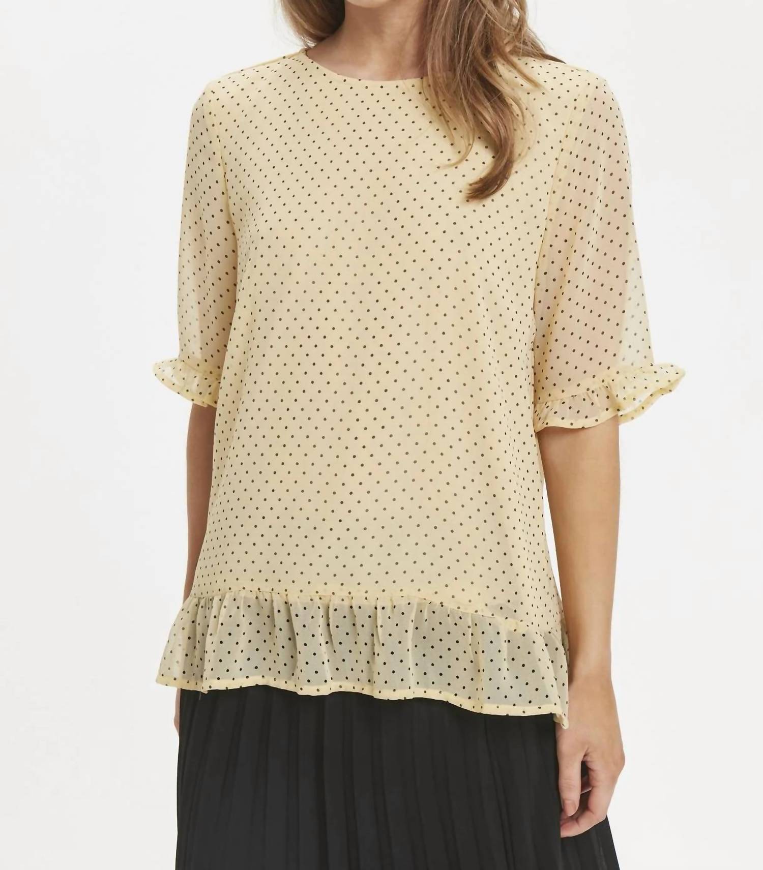 Ichi - Elbow Sleeve Blouse Top