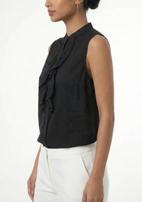 Area Stars - Women's Sleeveless Ruffle Linen Top