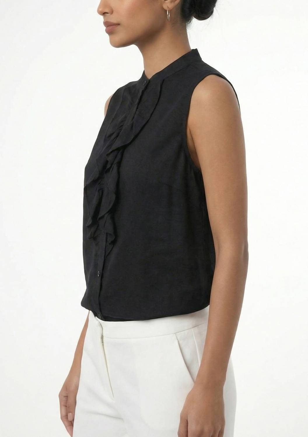 Area Stars - Women's Sleeveless Ruffle Linen Top