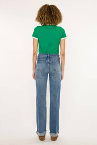 KanCan Lost High Rise True Straight Jeans in dark wash - women's jeans - detail view