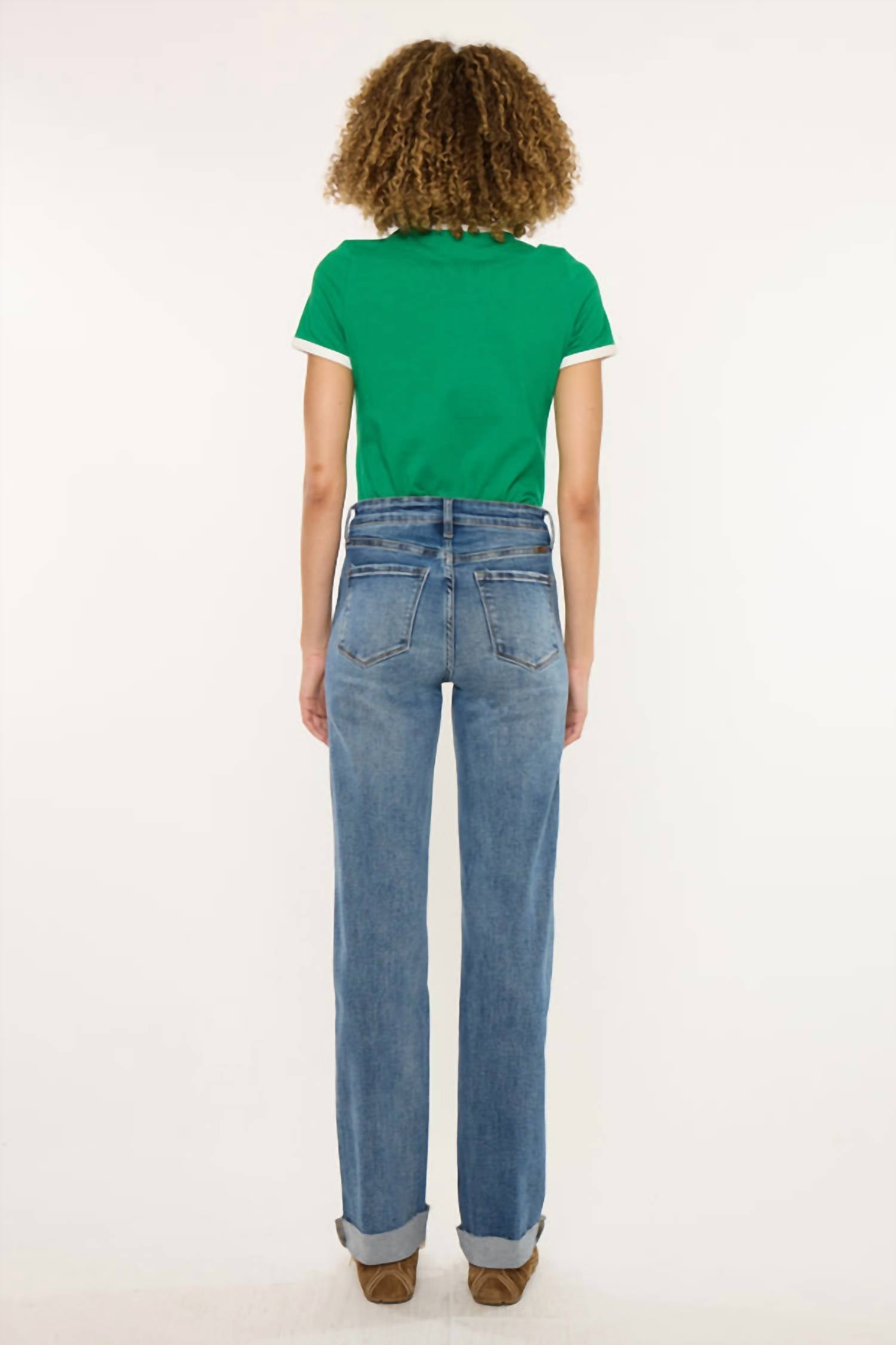 KanCan Lost High Rise True Straight Jeans in dark wash - women's jeans - detail view