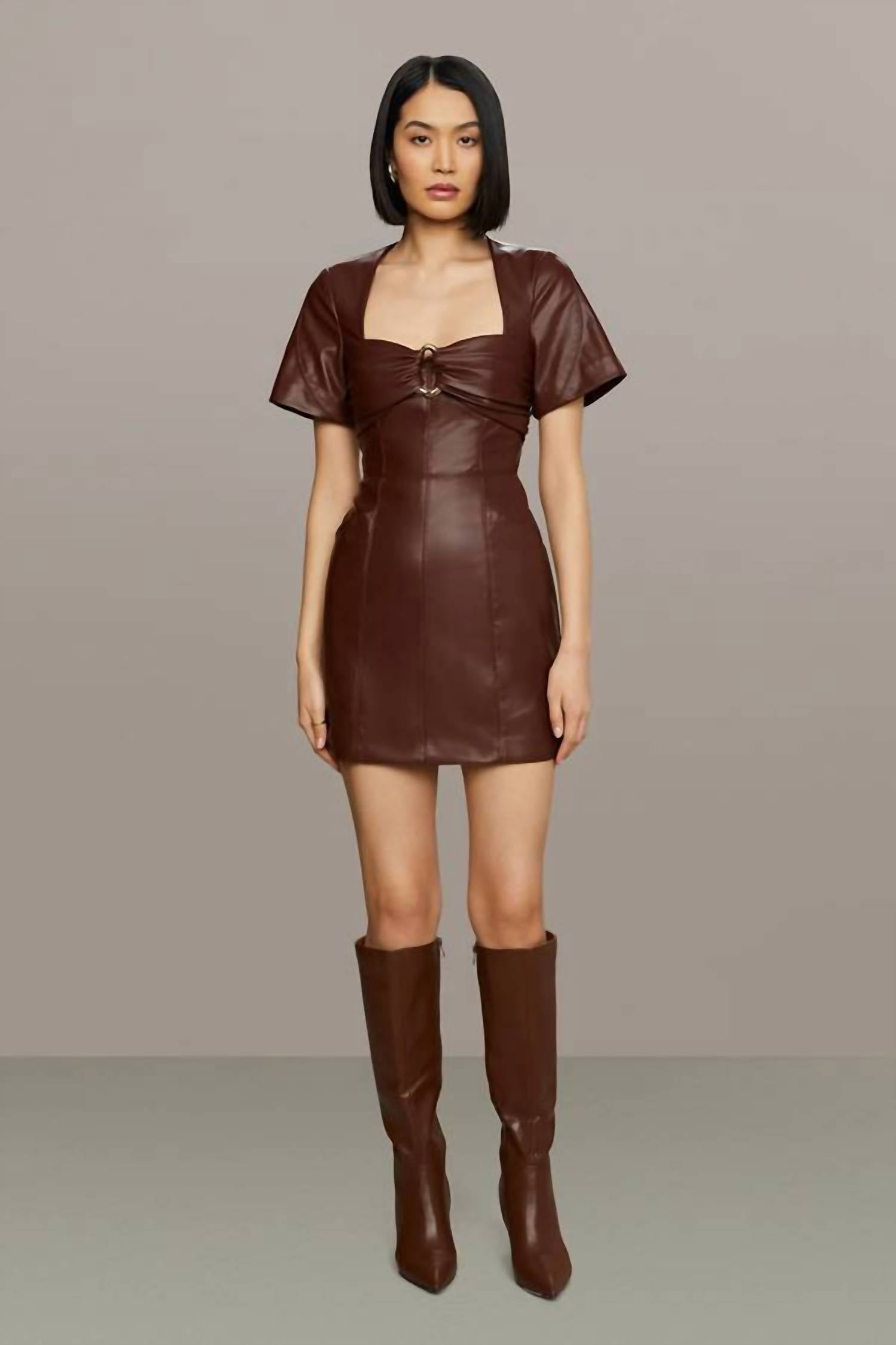 Amur - Joey Leather Mini Dress