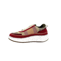 Renato Garini Women's Alexis Patchwork Sneaker in burgundy beige grey - women's sneaker - detail view
