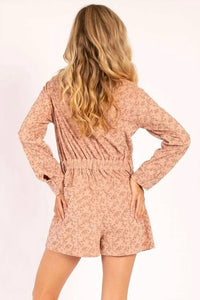 Heyson - Printed Corduroy Button Down Romper