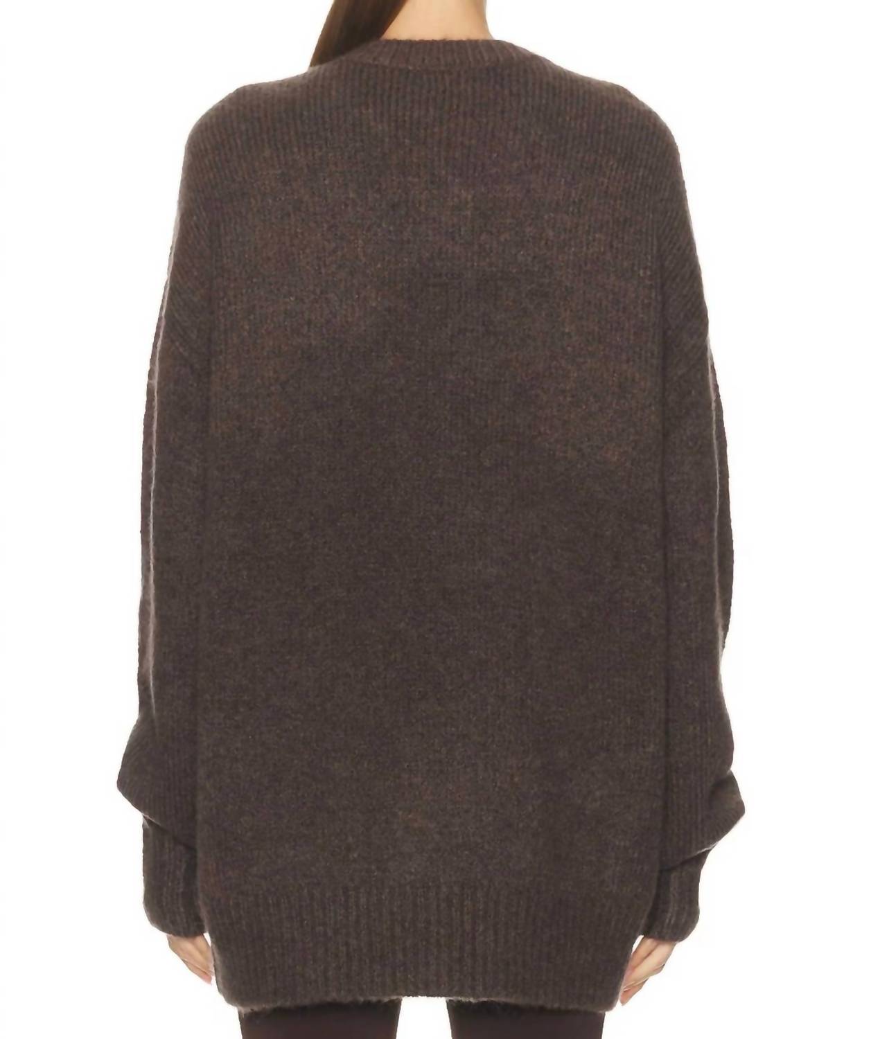 SER.O.YA May Crewneck Knit Sweater in slate brown - women's sweater - detail view