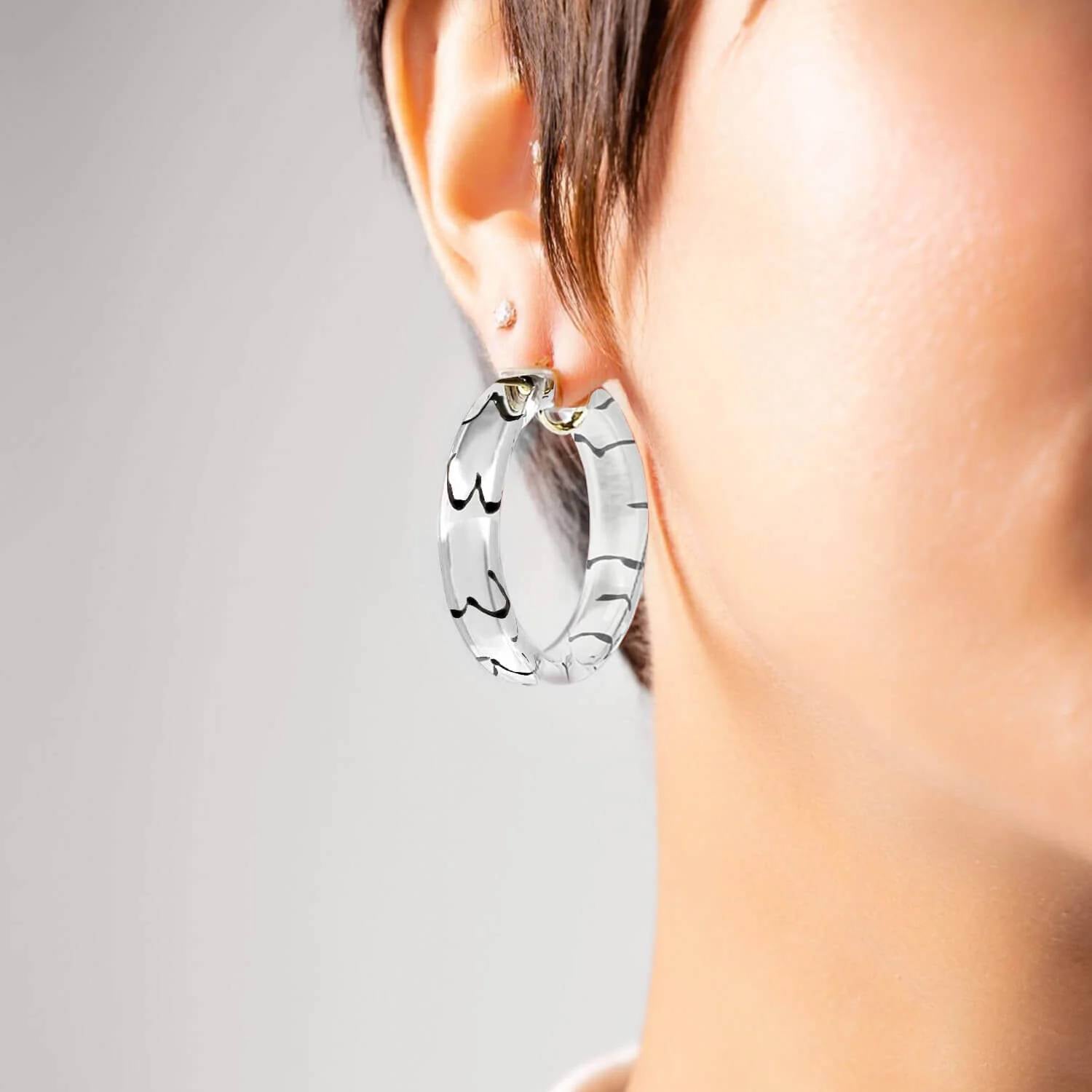 Gold & Honey - Women's Flat Lucite Hoop Earrings With Boobies
