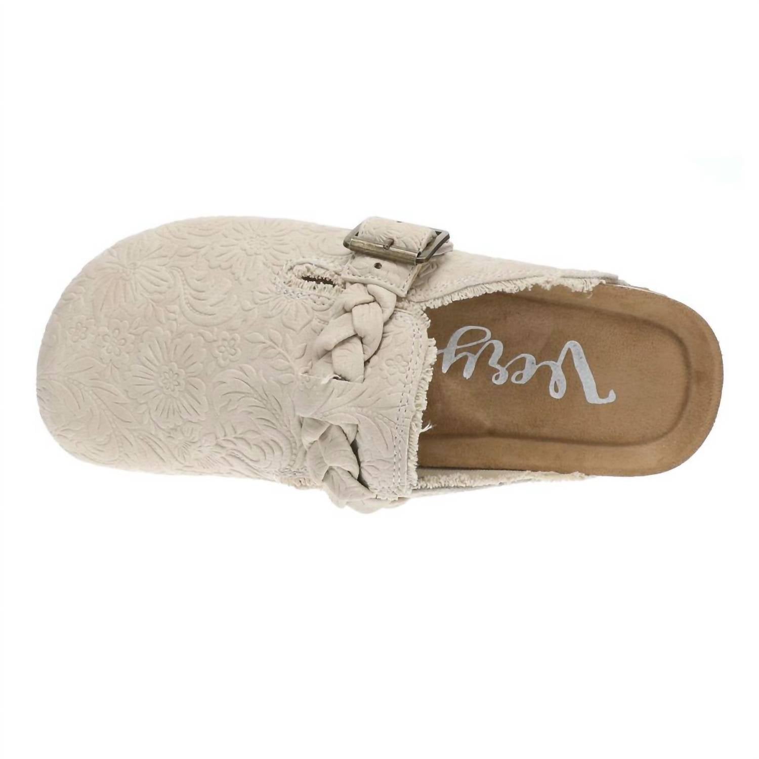 Very G Women's Iris Tooled Clog in cream - women's shoe - detail view