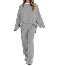 Things Between Made For More Striped Oversized Top in charcoal - women's sweater - view 8