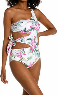 La Blanca - Mystic Palm One Piece One Shoulder Cut Out Swimsuit