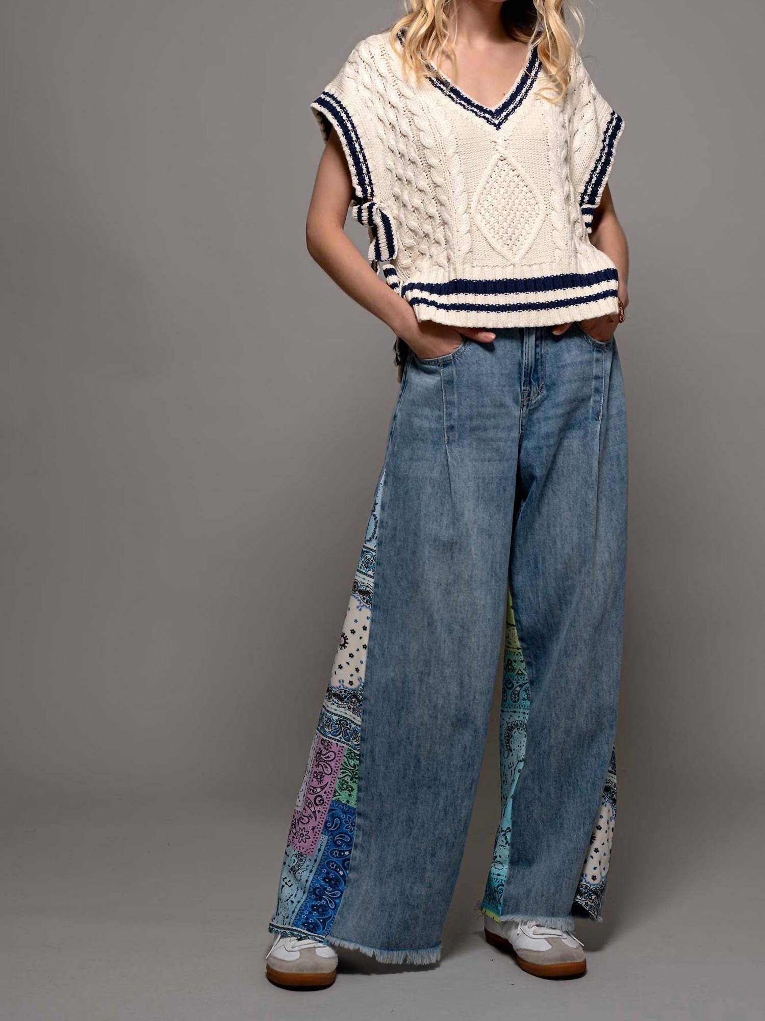 Trend:Notes - Bandana Wide-leg Denim Jeans