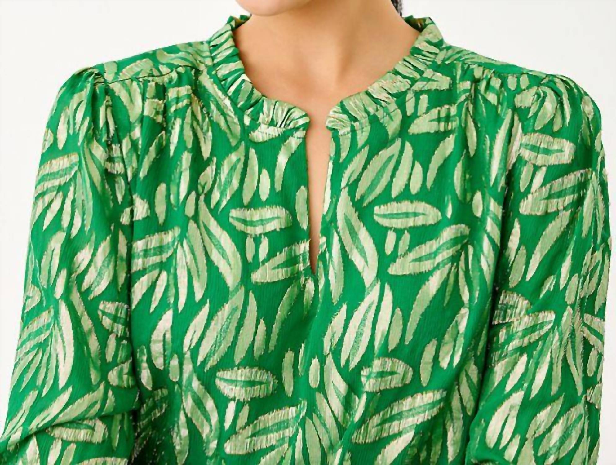 Lilly Pulitzer GIANA LONG SLEEVE SILK TOP in green - women's blouse - alternate view