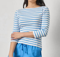 Lilla P - Rib Quarter Sleeve Boatneck Tee
