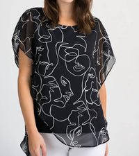 Joseph Ribkoff - Face Time Print Overlay Top