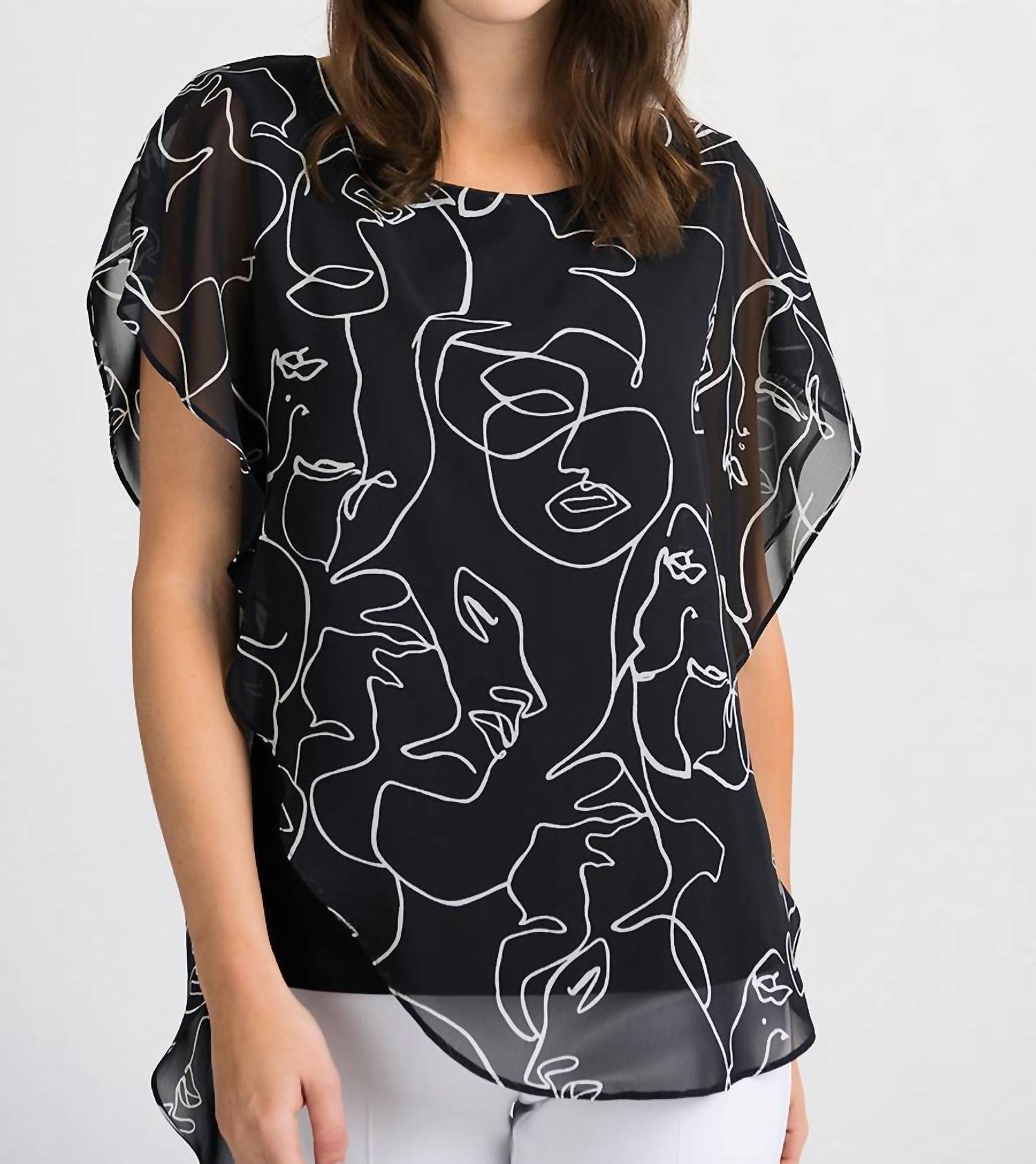 Joseph Ribkoff - Face Time Print Overlay Top