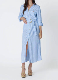 Dex Clothing - Stripe Shirt Dress With Belt