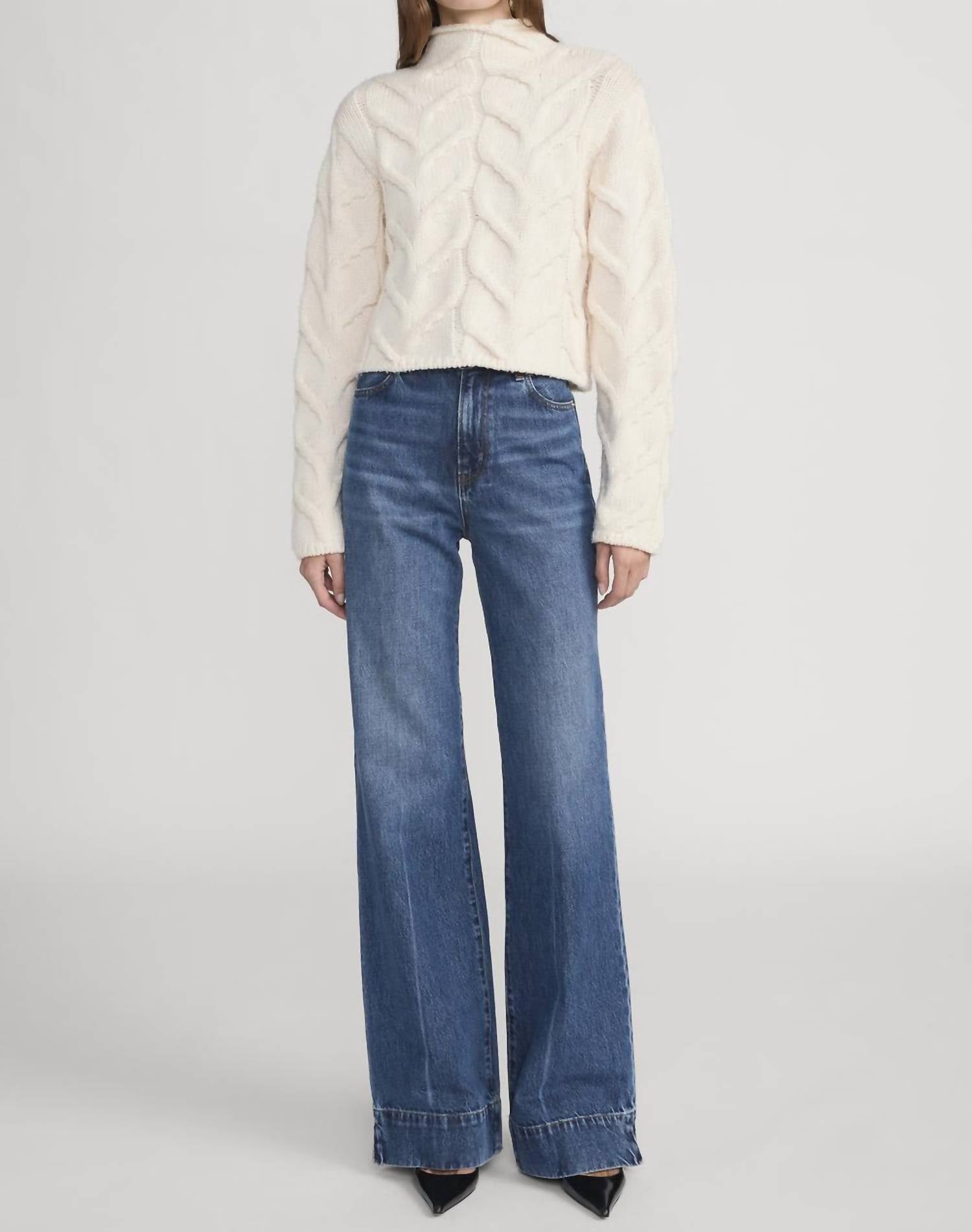 FRAME Women's The Slice Flare Jean in headliner - women's jeans - detail view