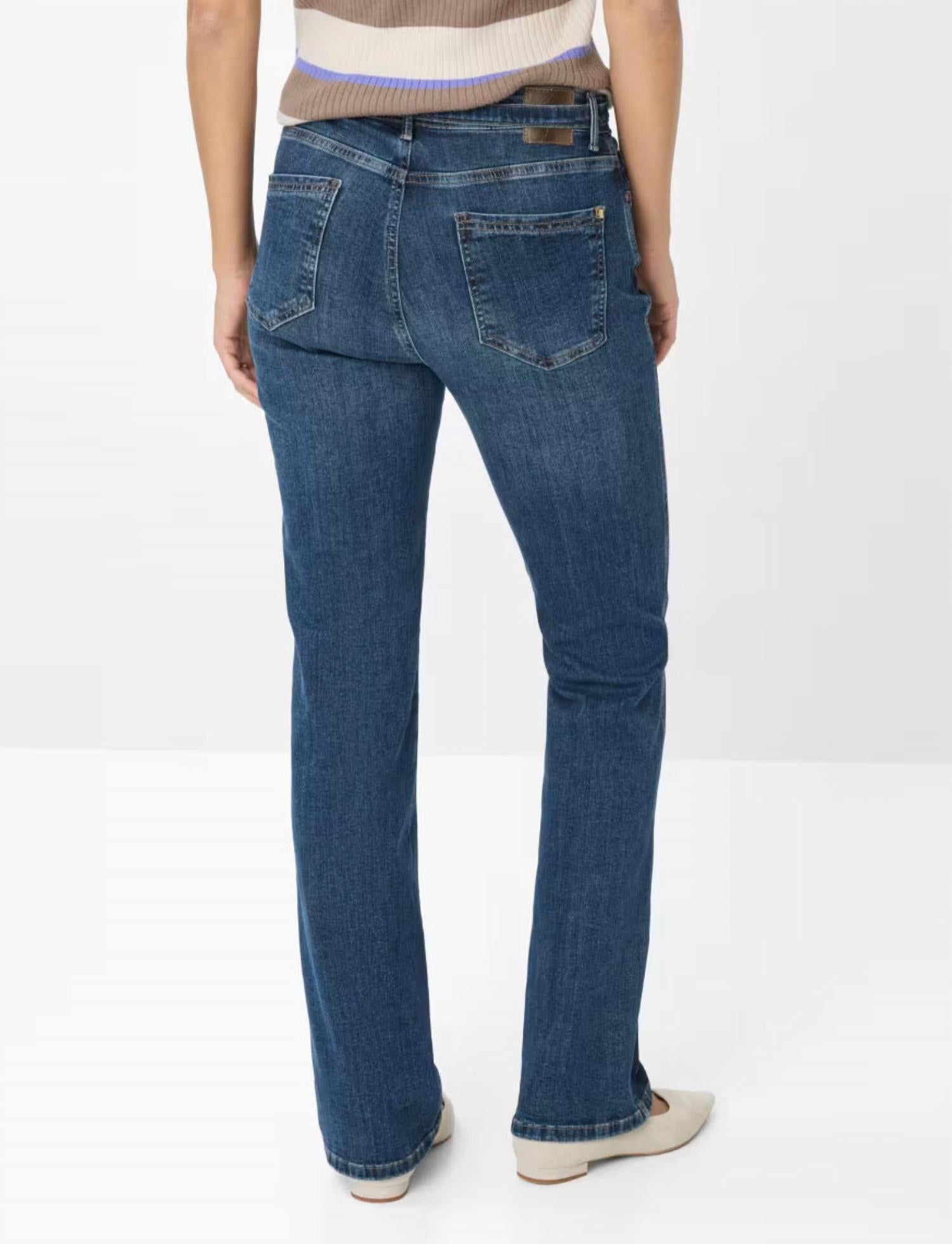 Brax Mary Five Pocket Bootcut Jean in used stone blue - women's jeans - detail view