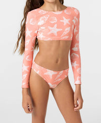 O'Neill - Girls Sandy Seashells Long-sleeve Crop Top Set