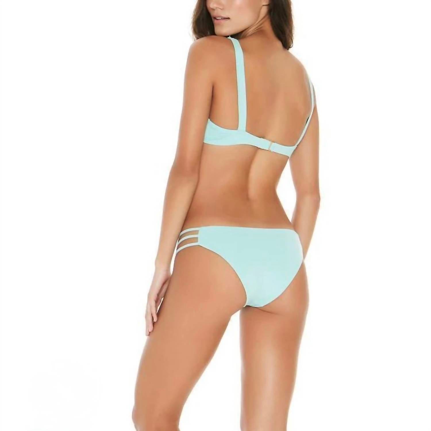 L*SPACE Solid Kennedy Full Bikini Bottom in light turquoise - women's swimwear - alternate view