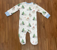 Lulu Bebe Boy's Footies One Piece in white blue - kids' item - alternate view