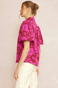 Entro - Floral Button Up Top