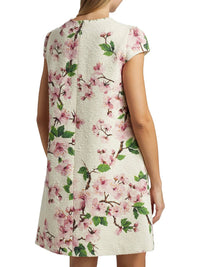 Oscar De La Renta - Cherry Blossom Cap Sleeve Embroidered Dress
