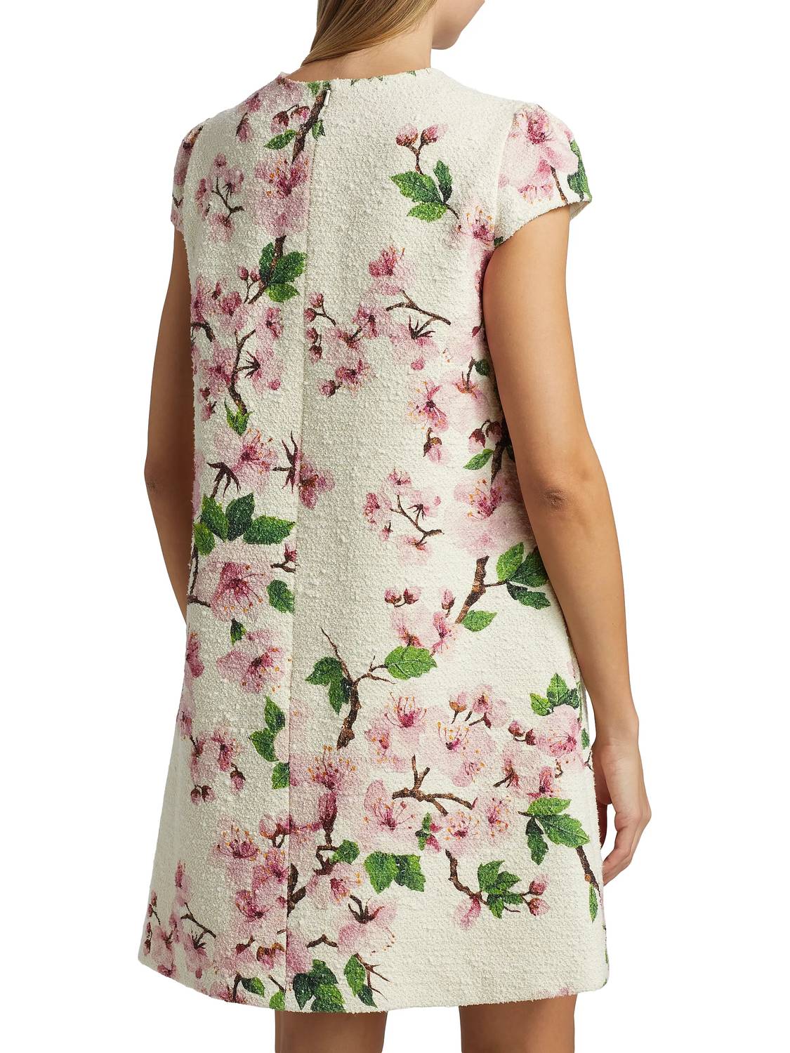 Oscar De La Renta - Cherry Blossom Cap Sleeve Embroidered Dress