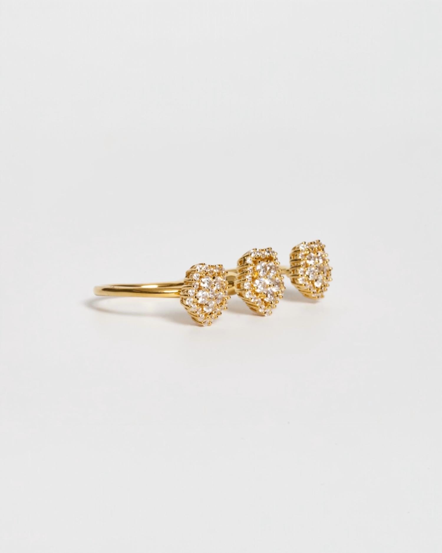 Avenue Chic - Flower Two-Finger Ring