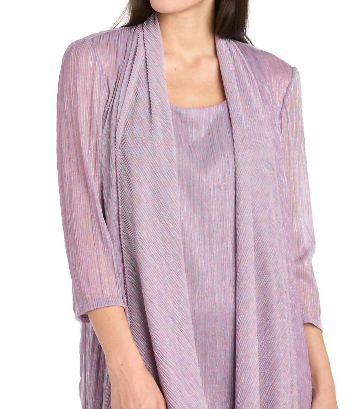 R&M Richards - Solid Metallic Jacket Dress Set