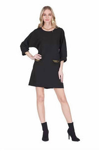 Joy Joy Stud Kimono Mini Dress in black - women's dress - alternate view