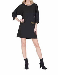 Joy Joy Stud Kimono Mini Dress in black - women's dress - detail view