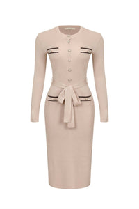 Rivir - Women's Collarline Knit Midi Dress