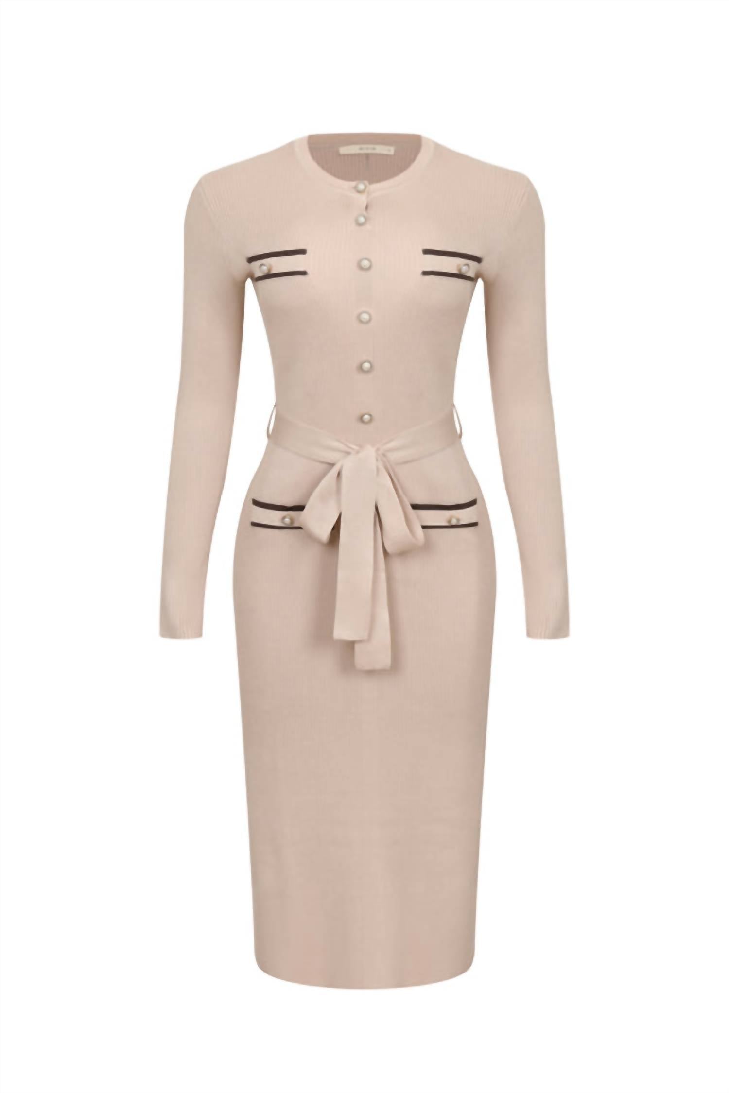 Rivir - Women's Collarline Knit Midi Dress