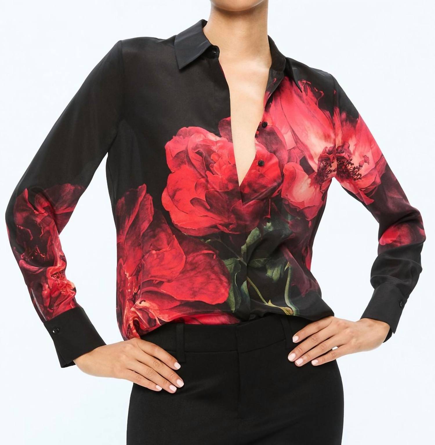 Alice + Olivia - BRADY SLIM SILK BLOUSE