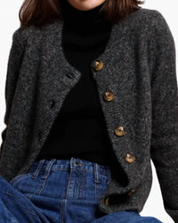 Minnie Rose - Women's Cashmere Silk Marled Relaxed Crew Cardigan