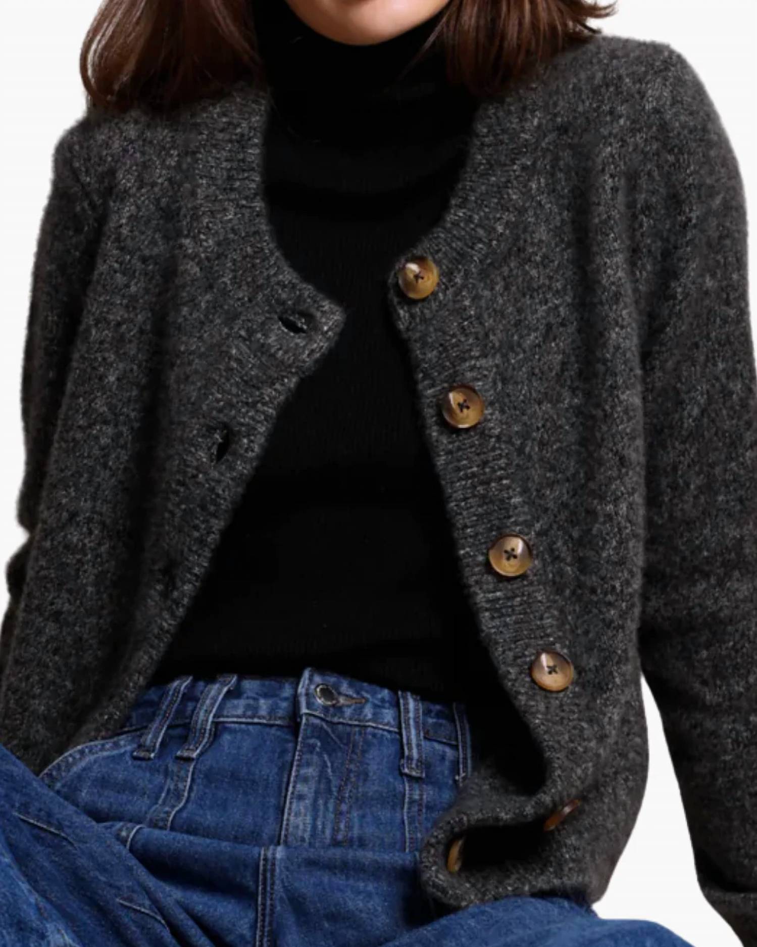 Minnie Rose - Women's Cashmere Silk Marled Relaxed Crew Cardigan