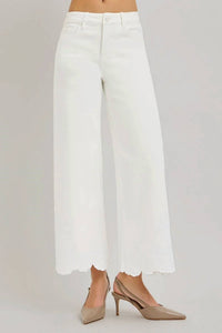 Risen - Francesca Embroidered High Rise Crop Jeans
