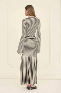 Moon River - Jessica Stripe Sweater Pleated Midi Dress