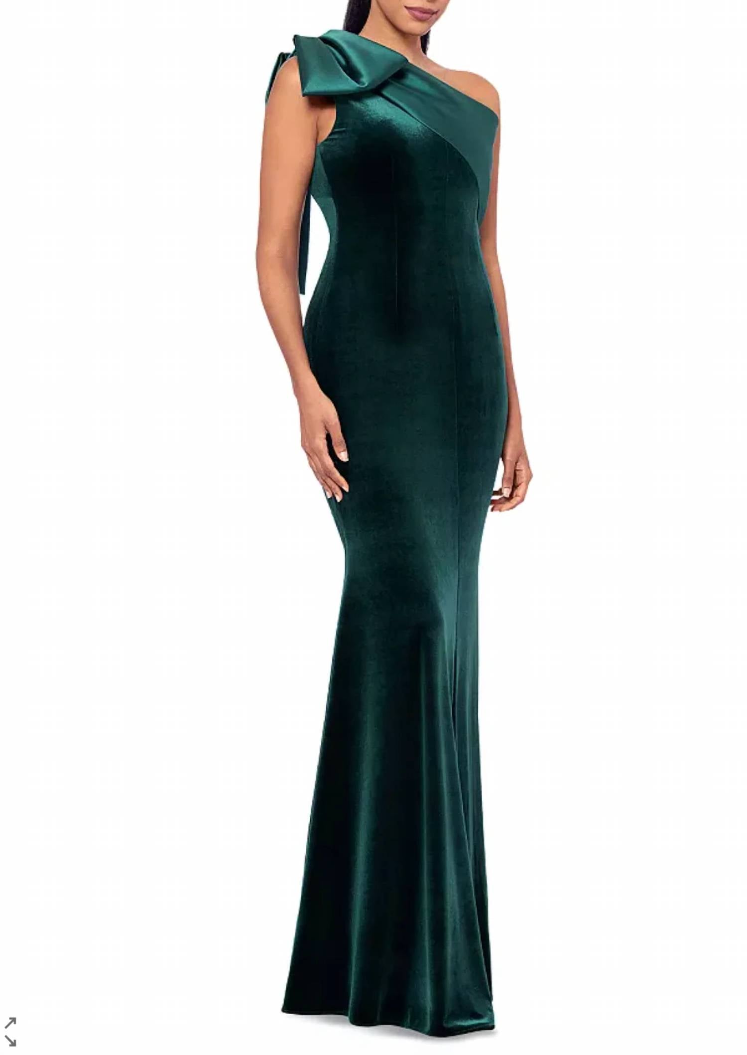 Aqua - One-shoulder Velvet Evening Gown