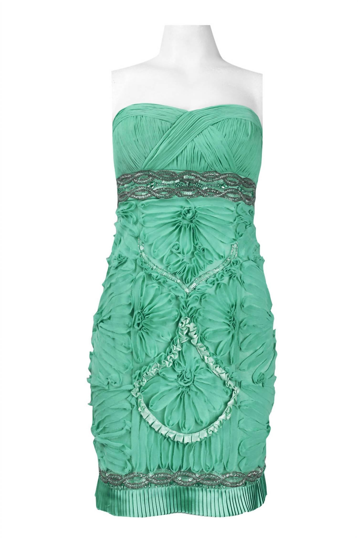 Sue Wong - Ruched Floral Pattern Chiffon Dress