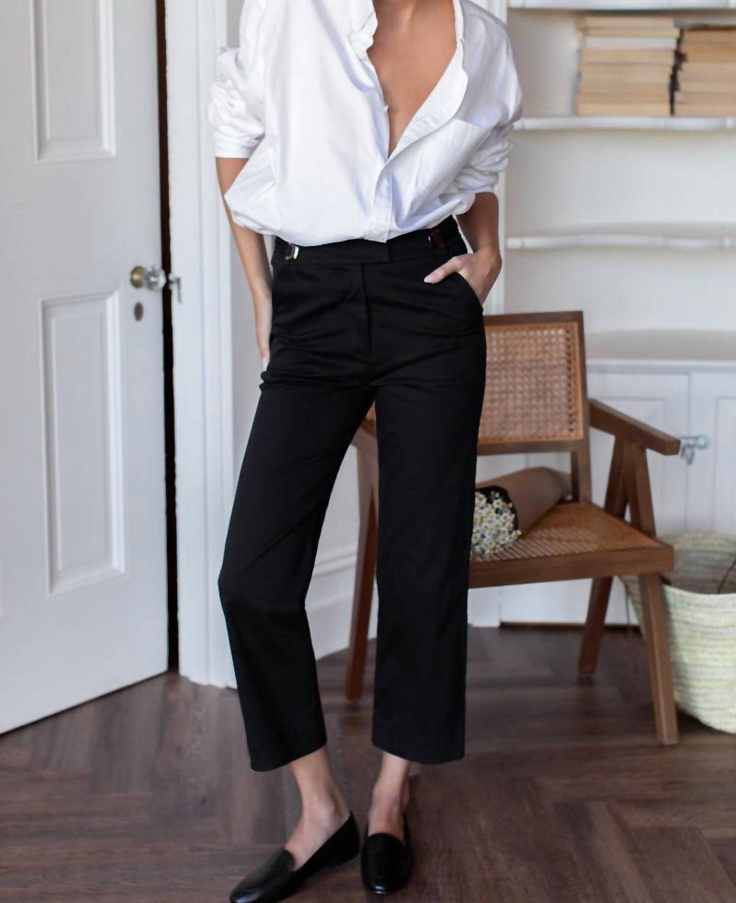 EMERSON FRY Essential Black Twill Pant - women's pants - detail view