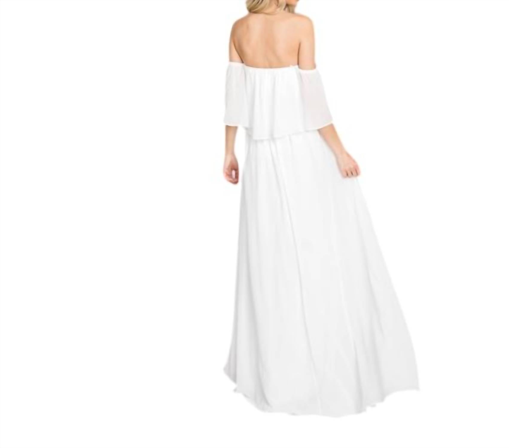 Sweet Lovely By Jen - Off Shoulder Chiffon Maxi Dress