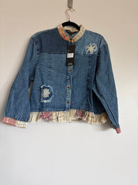 Young Threads - Women's Lightweight With Ruffles And Flowers Jean Jacket