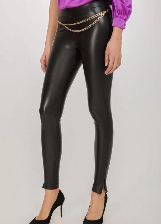 Desiree Faux Leather Legging w Chain