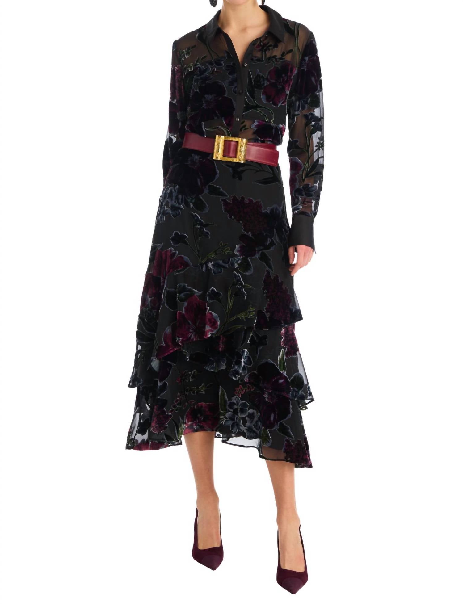 ALLISON NEW YORK CRAWFORD SKIRT in black floral 1 - women's skirt - detail view